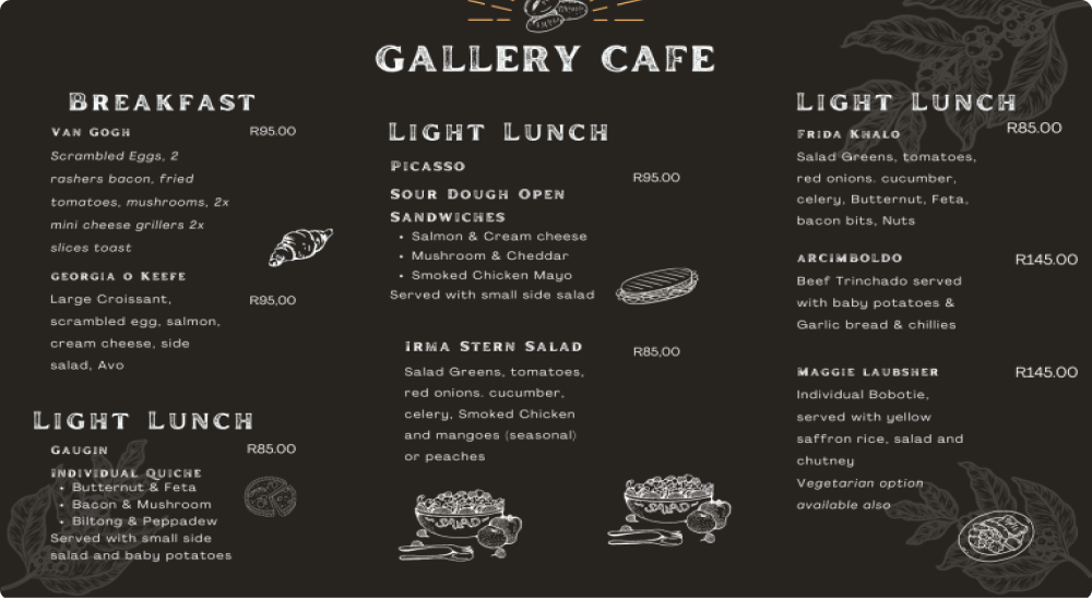 drinks and cafe menu 