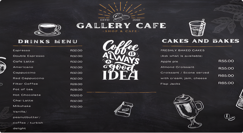 drinks and cafe menu 